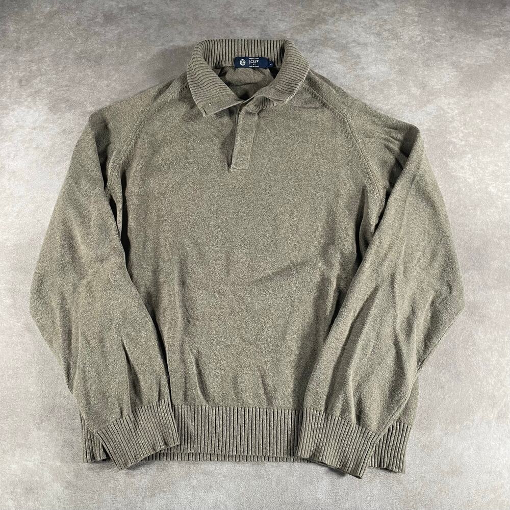 J. Crew Oatmeal Brown 100 Cotton Henley Sweater Large Casual